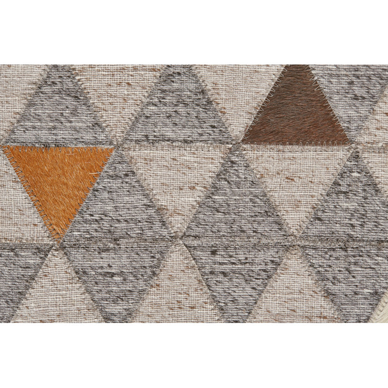 Tapis gris tissé à la main à motif géométrique Grossi, Rectangle 8 pi x 11 pi