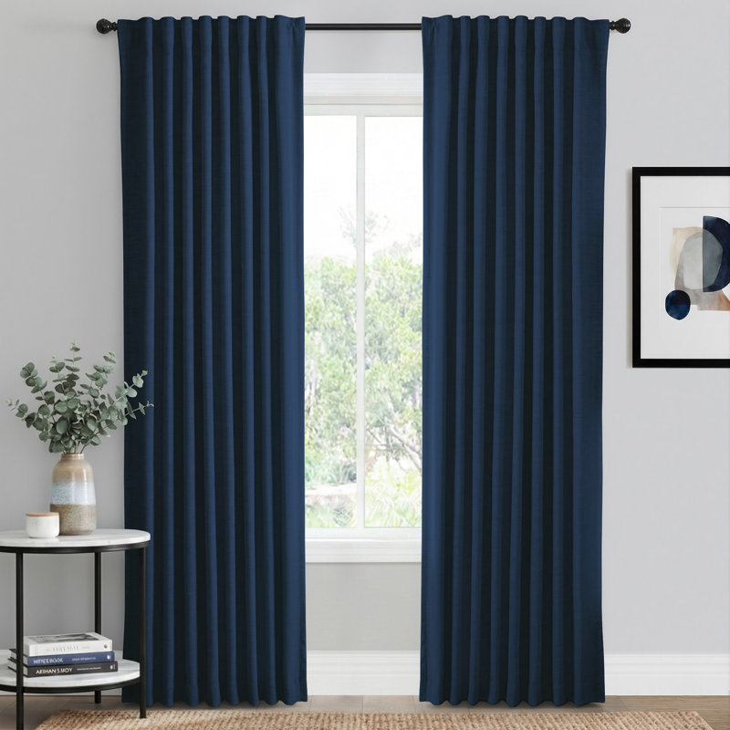 Isio 52" W 100% Blackout Curtain Panel, Thermal Insulated Rod Pocket, 52" W x 108" L, Midnight Blue