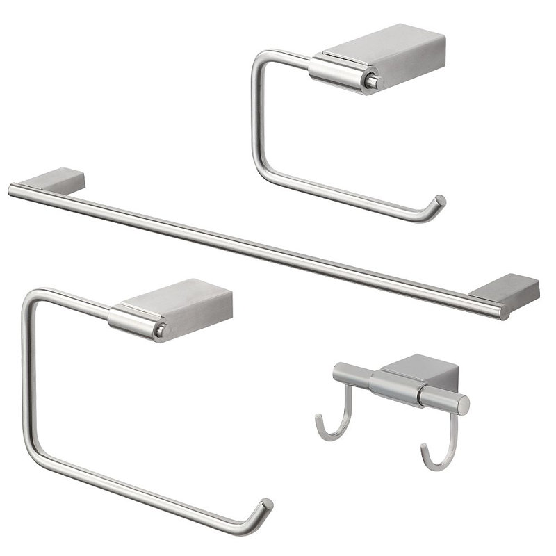 Ensemble de quincaillerie de salle de bain 4 pièces Maddox, Acier inoxydable brossé