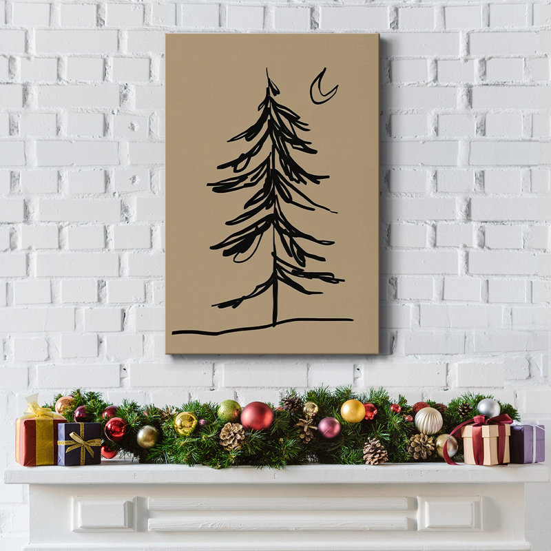 Croquis de sapin d'hiver I - Toile tendue avec châssis, H 12 po x l 8 po x P 1,5 po
