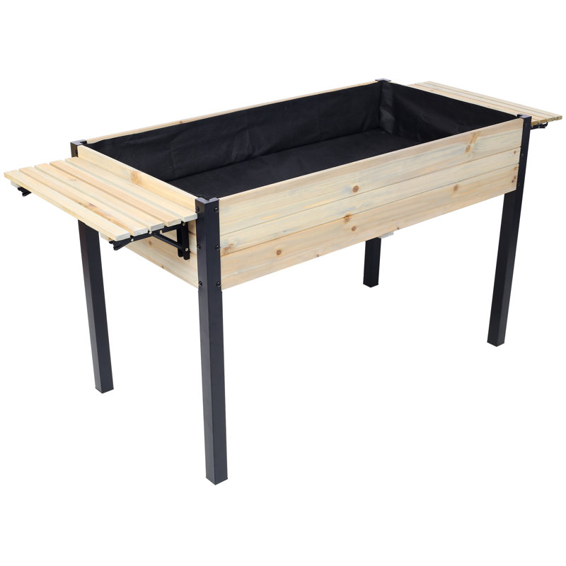 Nayloni Wood Elevated Planter, Natural, 29.5" H x 62.5" W x 23.6" D