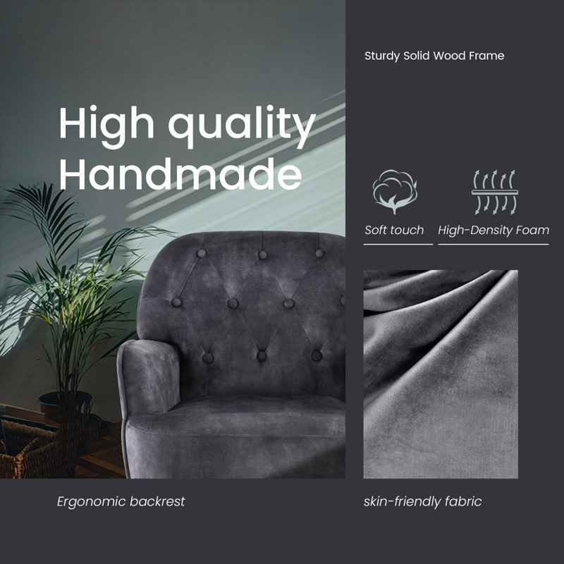 Momence Sofa, Black Velvet