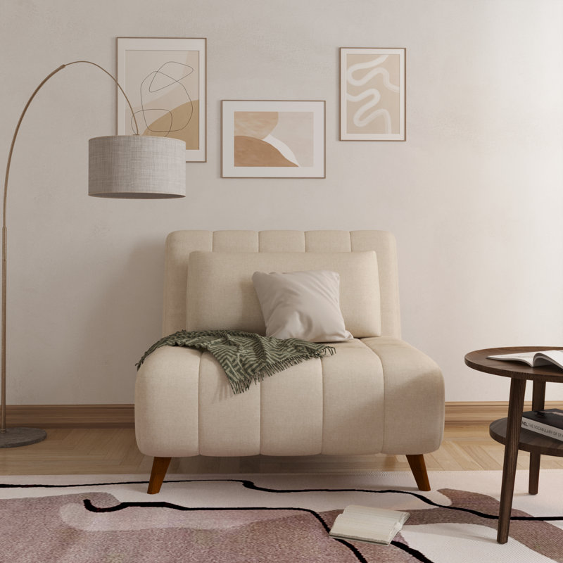 Elledge Twin 40.556'' Upholstered Convertible Sofa, Beige