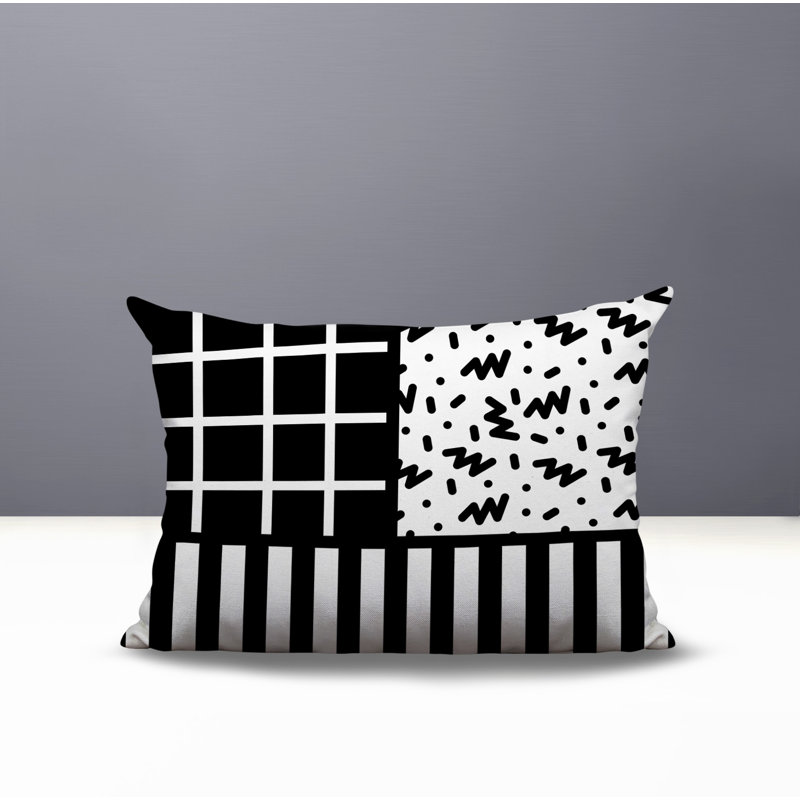 Oreiller rectangulaire réversible intérieur / extérieur Minka, Rectangulaire H 14 po x l 20 po, Noir