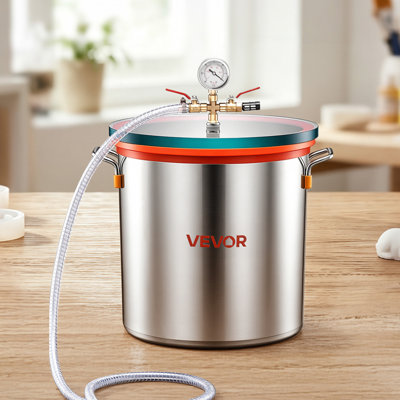 Chambre à vide de 9 gallons, acier inoxydable, chambre de dégazage sous vide avec couvercle en verre trempé, tuyau, filtre à air, pour coulée de résine, bois stabilisant, silicone dégazant, époxy, huiles essentielles