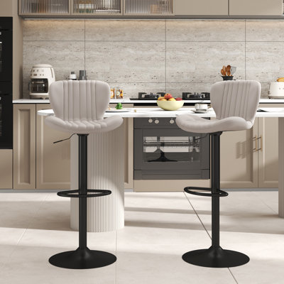 Tabouret de bar réglable avec repose-pieds, tabouret de comptoir pivotant à 360 ° en métal, ensemble de 2