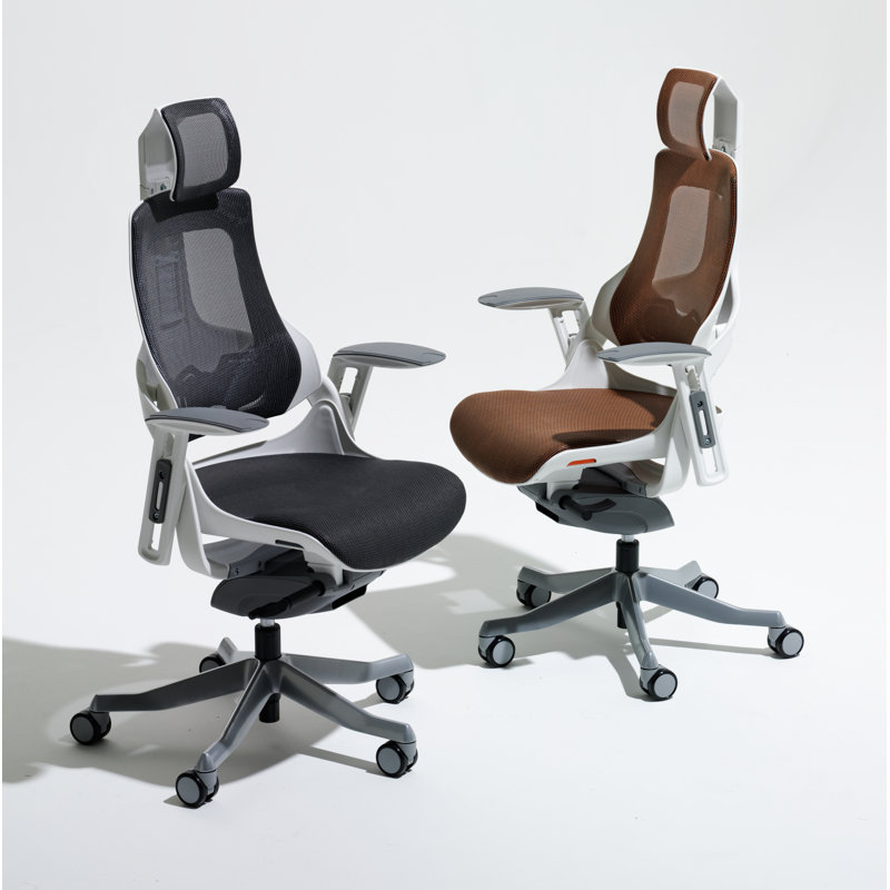 Symple Stuff Twill Executive Chair with Headrest, Charcoal