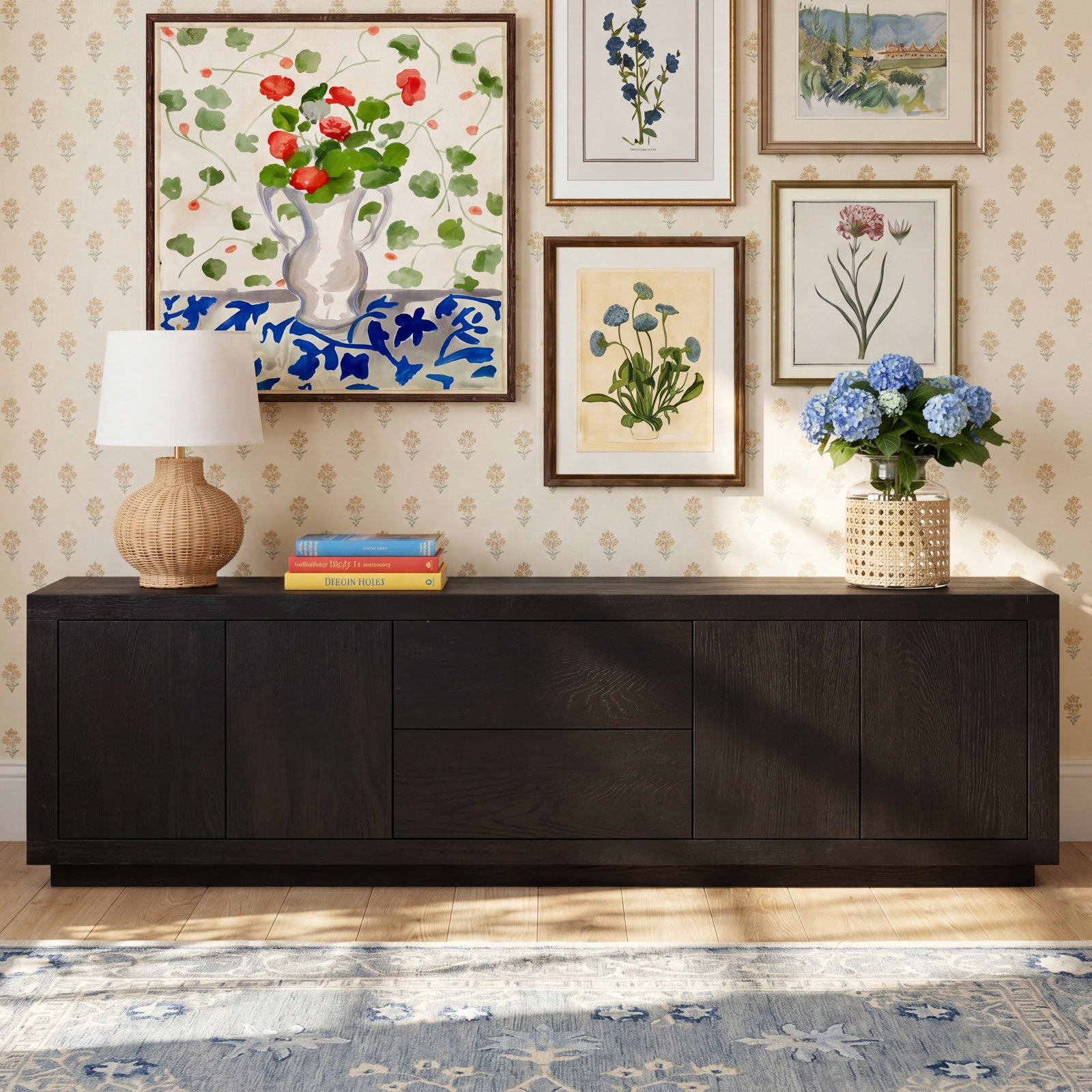 Nemo 94 " Oak Media Console, Black