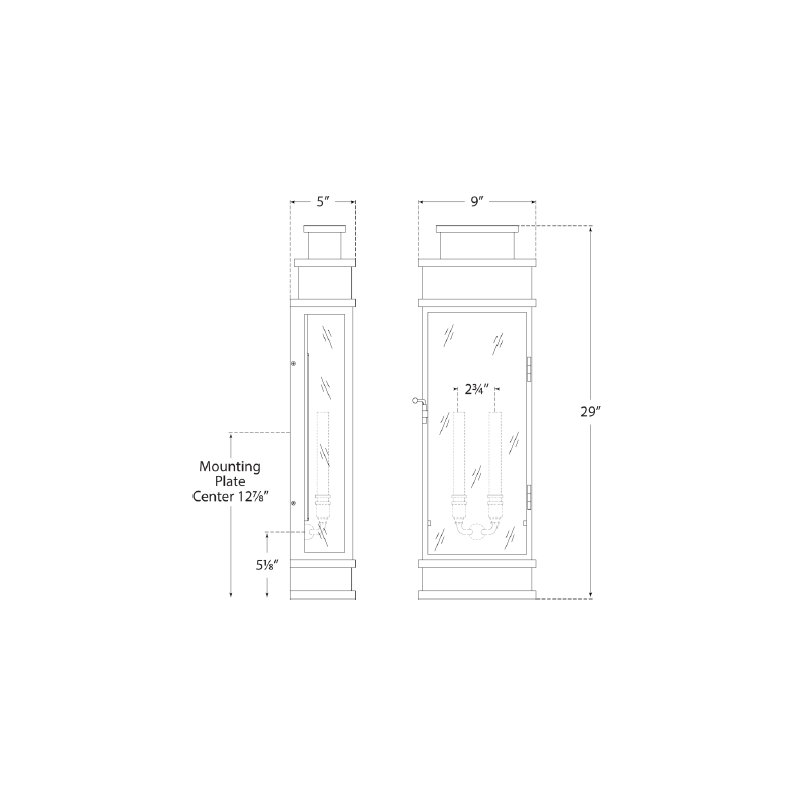 Chapman & Myers Linear Large Wall Lantern, Polished Nickel