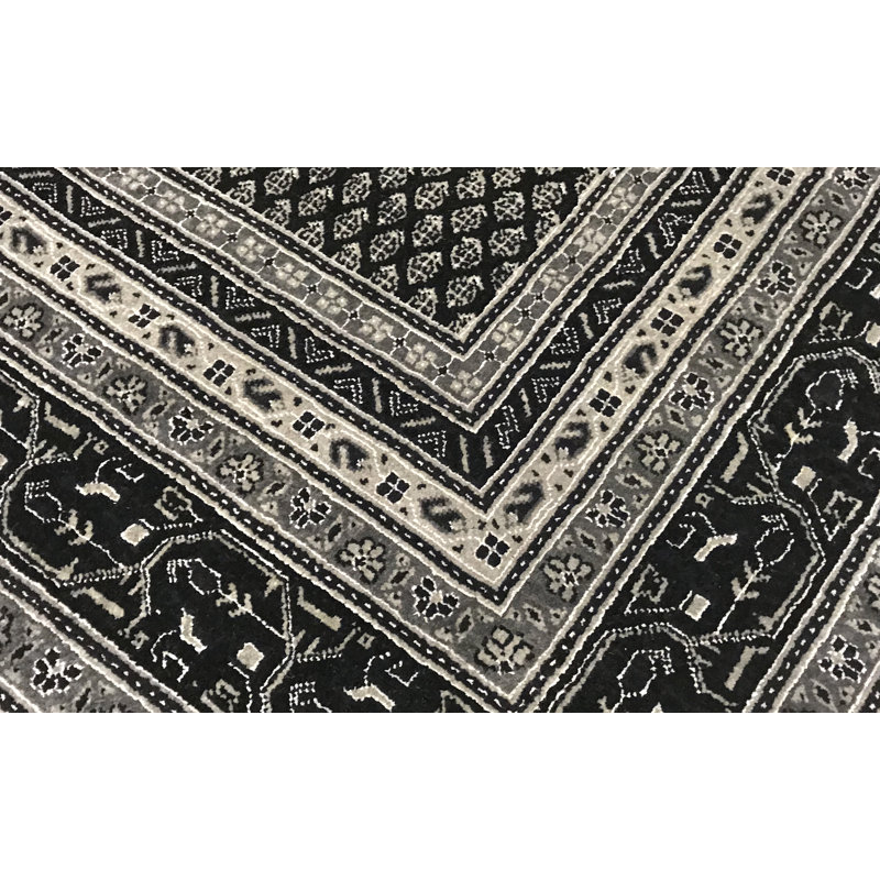 Hand-Knotted High-Quality Black Area Rug