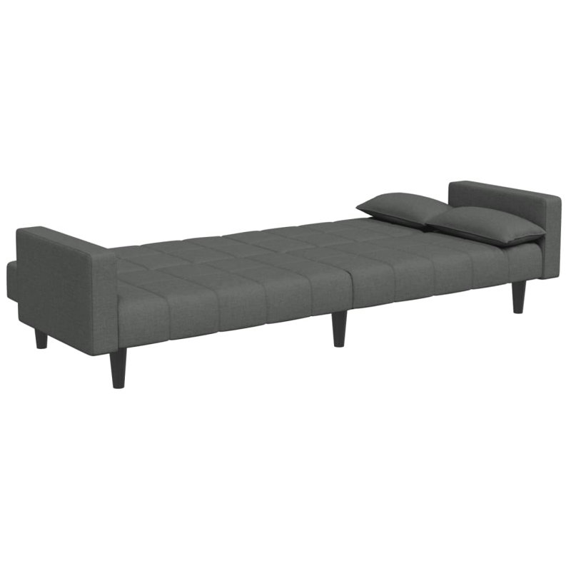  Canapé-lit en polyester gris foncé, bois, plastique 2 places, spacieux, Gris foncé
