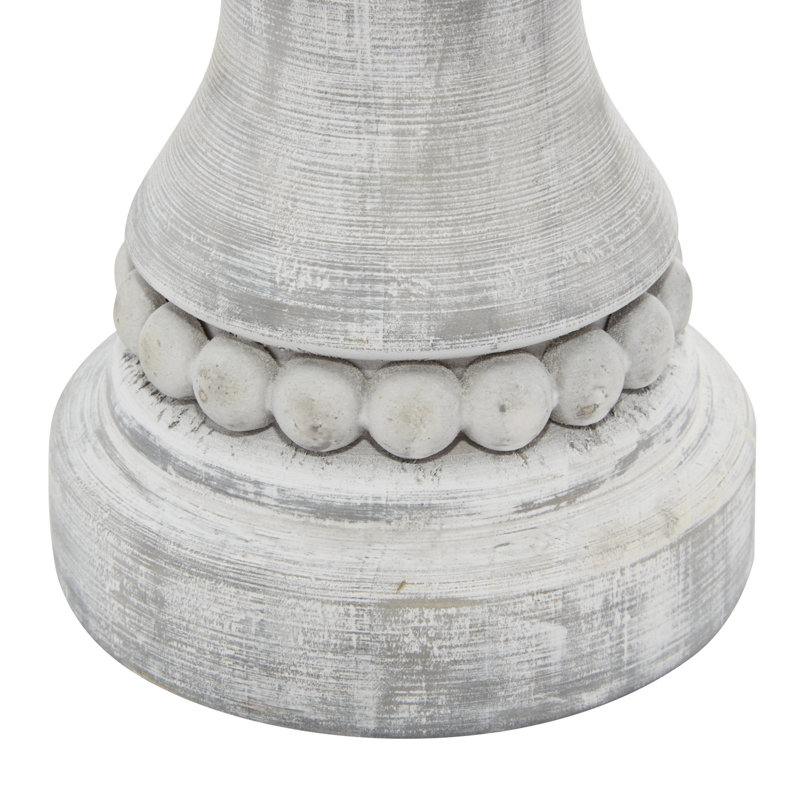 11.85'' H Wood Tabletop Candlestick, Gray