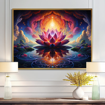 «Majestic Pink Lotus Glorious Magical Sunset» - art mural Lotus
