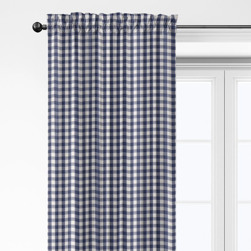Ensemble de 2 panneaux de rideaux à passe-tringle en coton Indigo / Ivoire, L 50 po x L 120 po