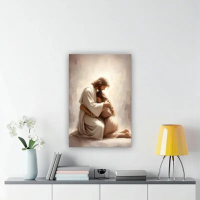 Spiritual Jesus Hug Child Canvas Print - Urban Studio
