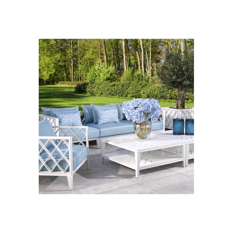 Ocean Club Outdoor 3 - Seat Patio Sofa, Black Frame/White Cushion