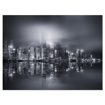 Hong Kong Black and White Panorama - Wrapped Canvas Photograph Print -  Design Art, PT10979-12-8