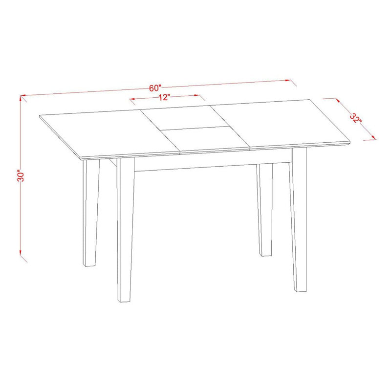 Ensemble de salle à manger 3 pièces composé d'une table de cuisine rectangulaire avec rallonge amovible et 2 chaises Parson, acajou