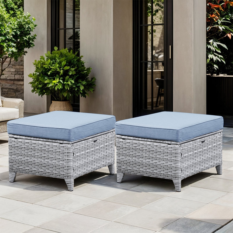 Bonia Outdoor Ottoman, Baby Blue