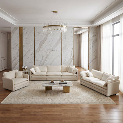 Modern Sofa Couch, 3 Piece Set Extra Deep Seat Sectional Sofa For Living Room, Oversized Sofa, 3 Seat Sofa, Loveseat And Single Sofa