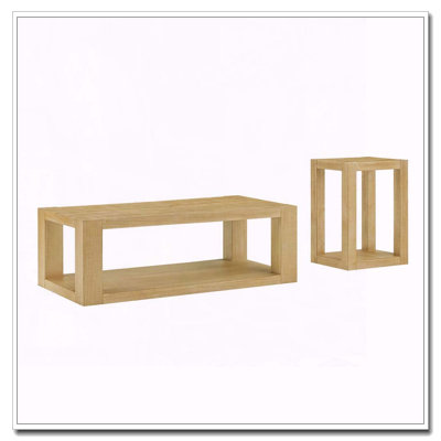 2-Piece Modern 2-Tier Rectangular Coffee Table Set