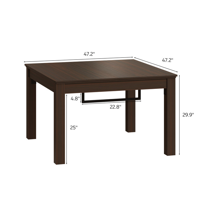 Table de jeu carrée de 120 cm (47,2 po) avec plateau amovible à 4 panneaux, surface de jeu encastrée doublée de feutre, table de jeu et de salle à manger pour 2 à 6 joueurs, brun noyer