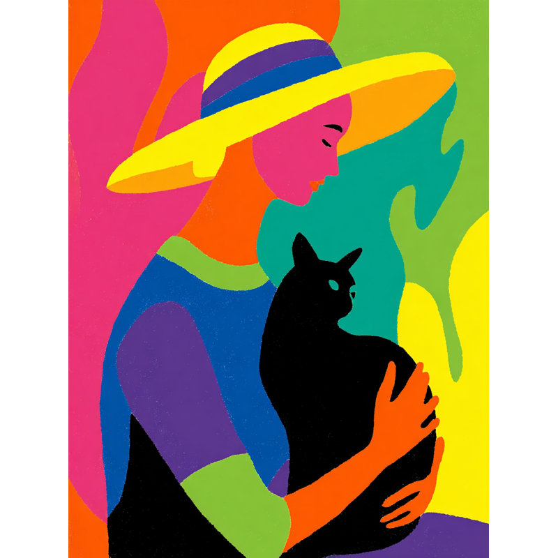 Art mural sur toile Neon Cat Muse
