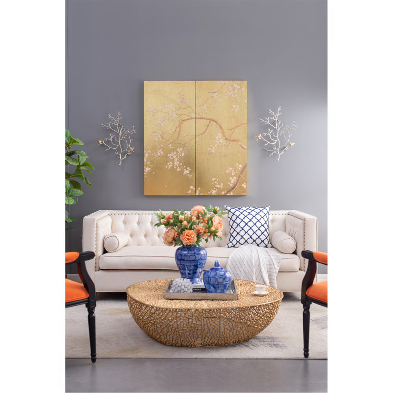 Ensemble de 2 sculptures murales en métal avec accents d'oiseaux 17 x 5,5 x 22 po
