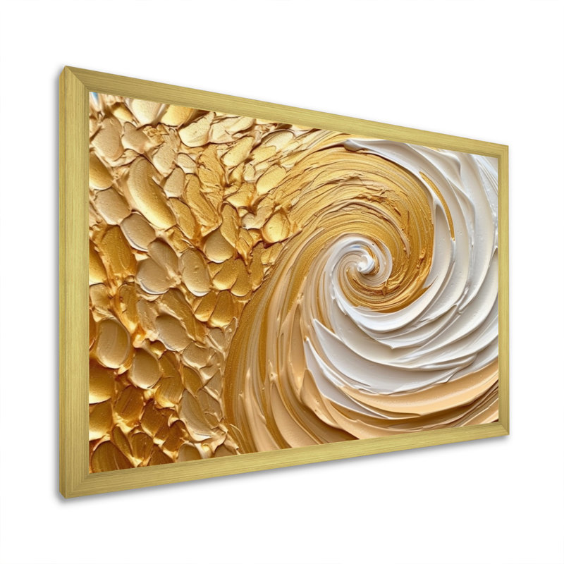 Art mural abstrait sur toile, spirale dorée, reproduction moderne - tourbillon éternel doré I, Cadre doré simple