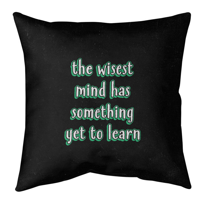 Coussin de style tableau d'apprentissage inspirant, Vert, 16 po x 1 po, Polyester / bourre de polyester