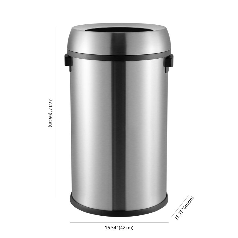 Poubelle en acier inoxydable 17,2 gallons Chuck, Chrome