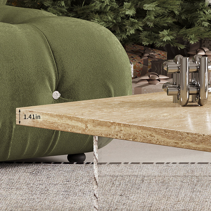 Table à thé en pierre naturelle, H 11,81 po x L 47,24 po x l 27,55 po