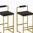 Upholstered Velvet Bar Stools Modern Dining Stools (Gold & Black, Set of 2)-699154628-699154629