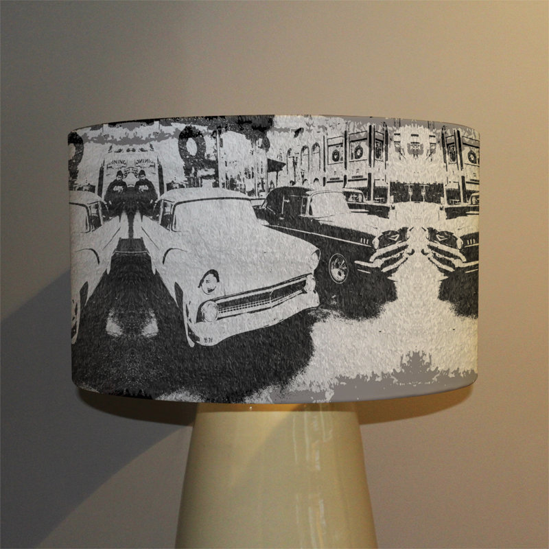 Cotton Drum Lamp Shade ( Uno ), 22cm H x 25cm W x 25cm D, Black