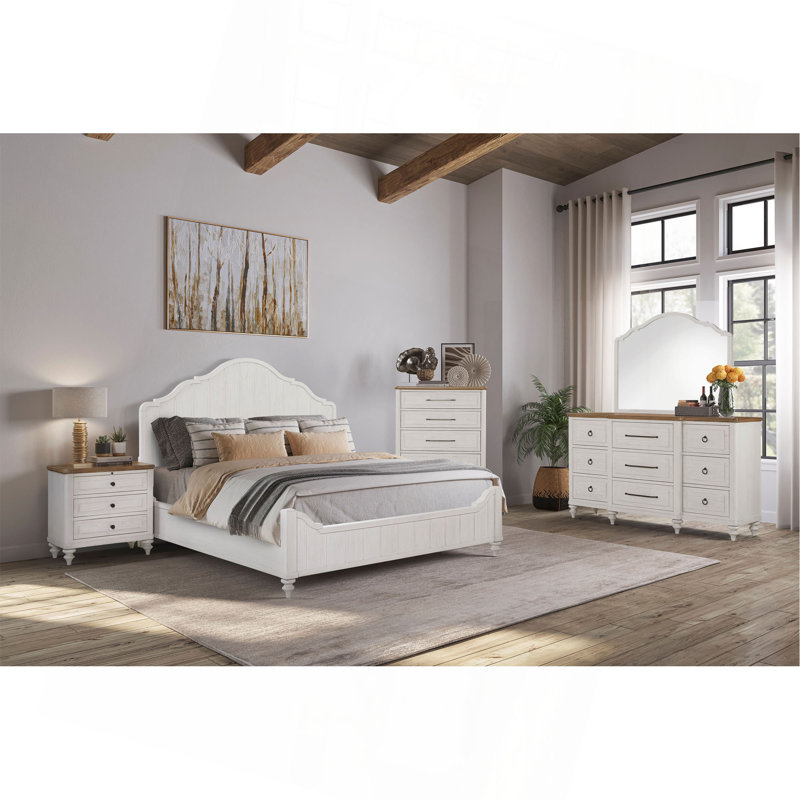Commode verticale à 5 tiroirs, commode de style campagnard avec pieds décoratifs pour la chambre à coucher
