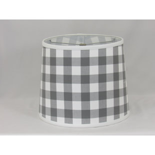 Abat-jour tambour en coton blanc/gris