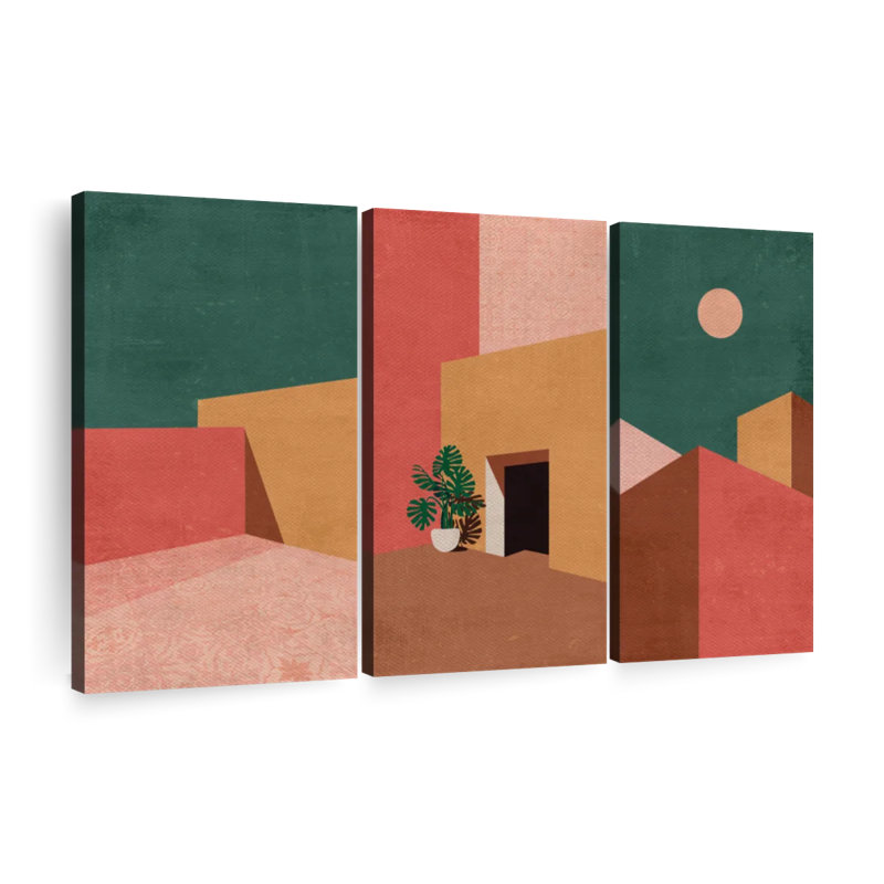 Architecture " Abstract Summer Home " 3 - Pieces, 42" H x 65" W x 1.25" D