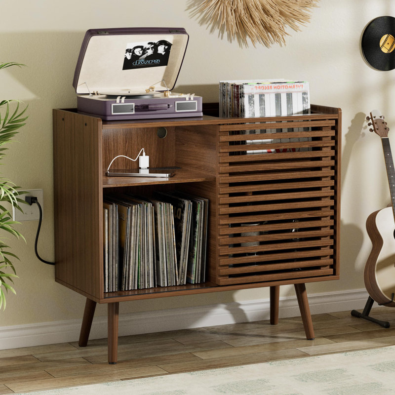 Support pour tourne-disque avec rangement en vinyle