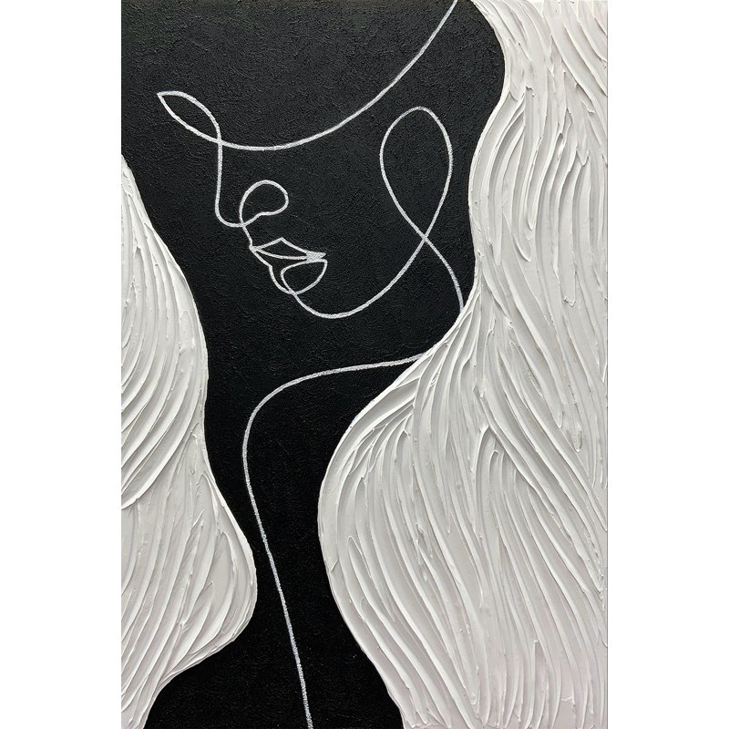 Texture 3D, noir, blanc, gris, moderne, minimaliste, noir, abstrait, art mural, visage humain