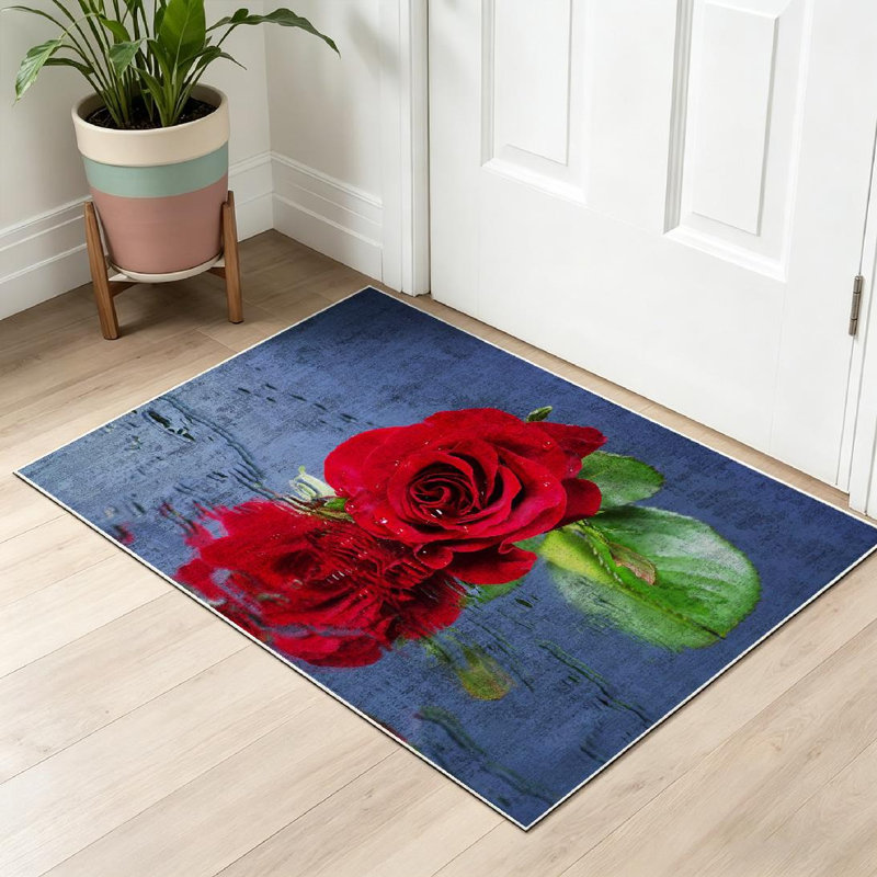 Tapis rouge lavable à la machine Valentine