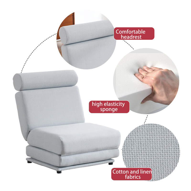 Single Sofa Chair Foldable Single Sofa Bed with Pillow,Portable Foldable Sofa Bed,Leisure Sofa Chair,Easy to Store,Made of Breathable and Wearable Linen