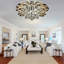 Golu 40inches Big Flower Plafonnier en cristal pour salon Lustres en cristal à intensité variable 3000-6000K