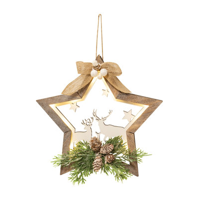 7.5'' Wood Animals Holiday Shaped Ornament