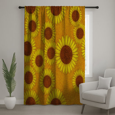Sunflower Window Curtains, Floral Sheer & Blockout Curtains - 1 Panel