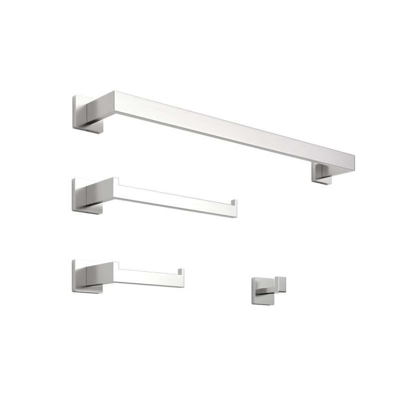 Ensemble de quincaillerie de salle de bain murale en acier inoxydable 4 pièces, Nickel brossé