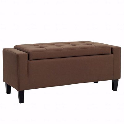 Storage Bench, Ottoman Bench with Flip Top, Brown