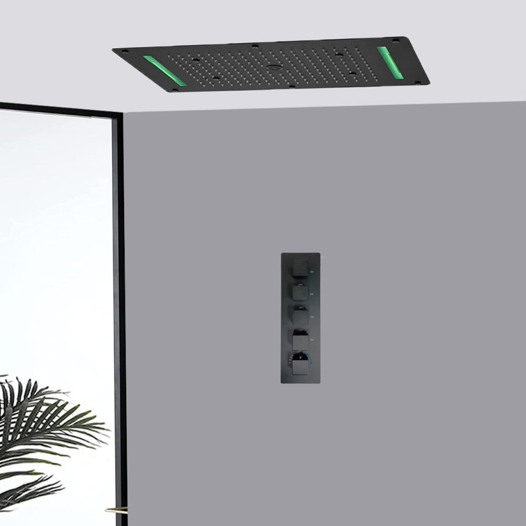 Faenza 27 Inch LED Ceiling Shower System with 4 Functions and Thermostatic Remote Control Panel