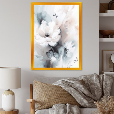 Douces fleurs gris clair II - art mural floral