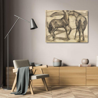 «Two Horses» par Franz Marc - Art mural sur toile tendue avec châssis
