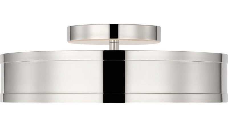 Dupont Round Semi Flush, Polished Nickel, 4" H x 12" W x 12" D